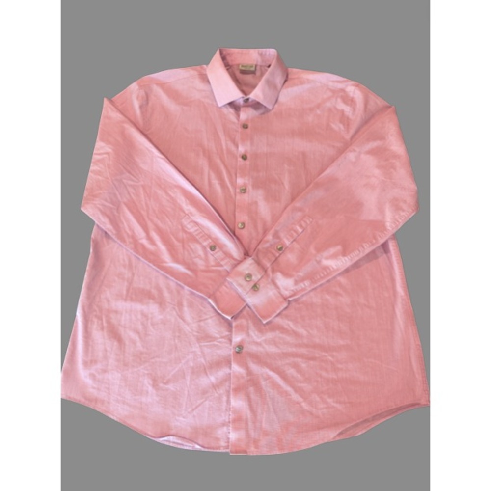 Kenneth Cole Reaction Men's XL Slim Fit Pink Dress Shirt 17.5 34/35 Preppy